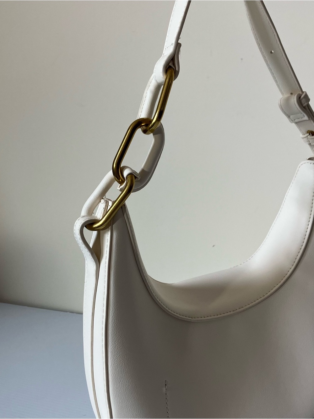 Madison West Ivory Vegan Leather Neutral Minimalist Shoulder Bag Purse - Picture 12 of 12